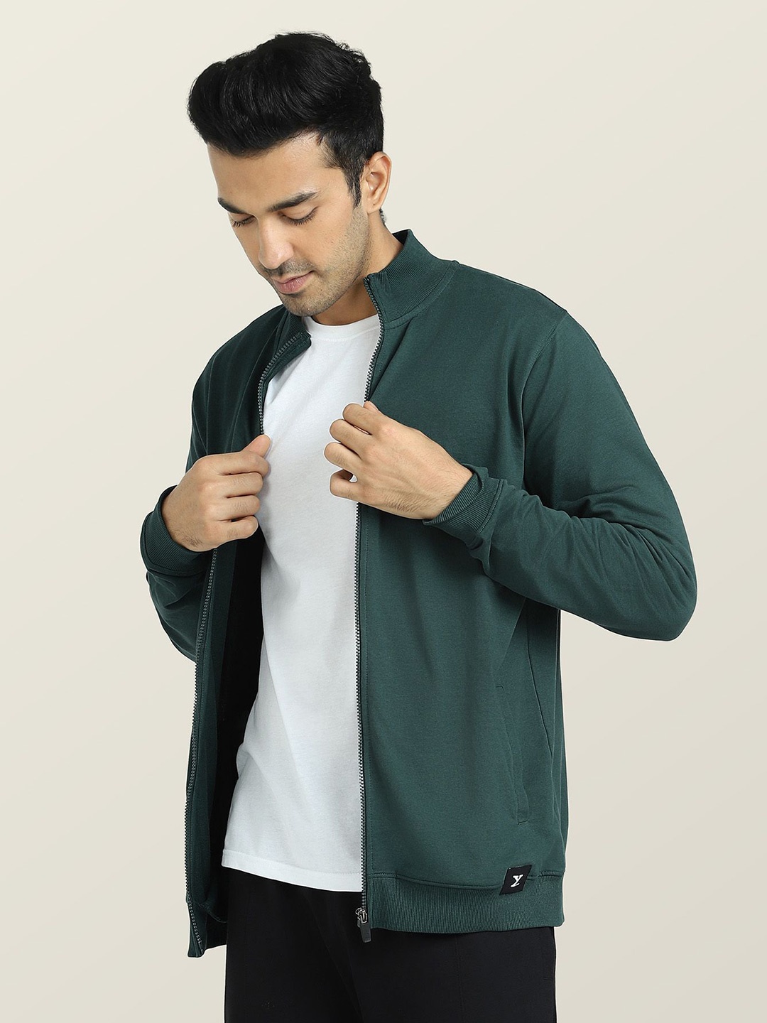 

XYXX Men Antimicrobial Open Front Jacket, Green