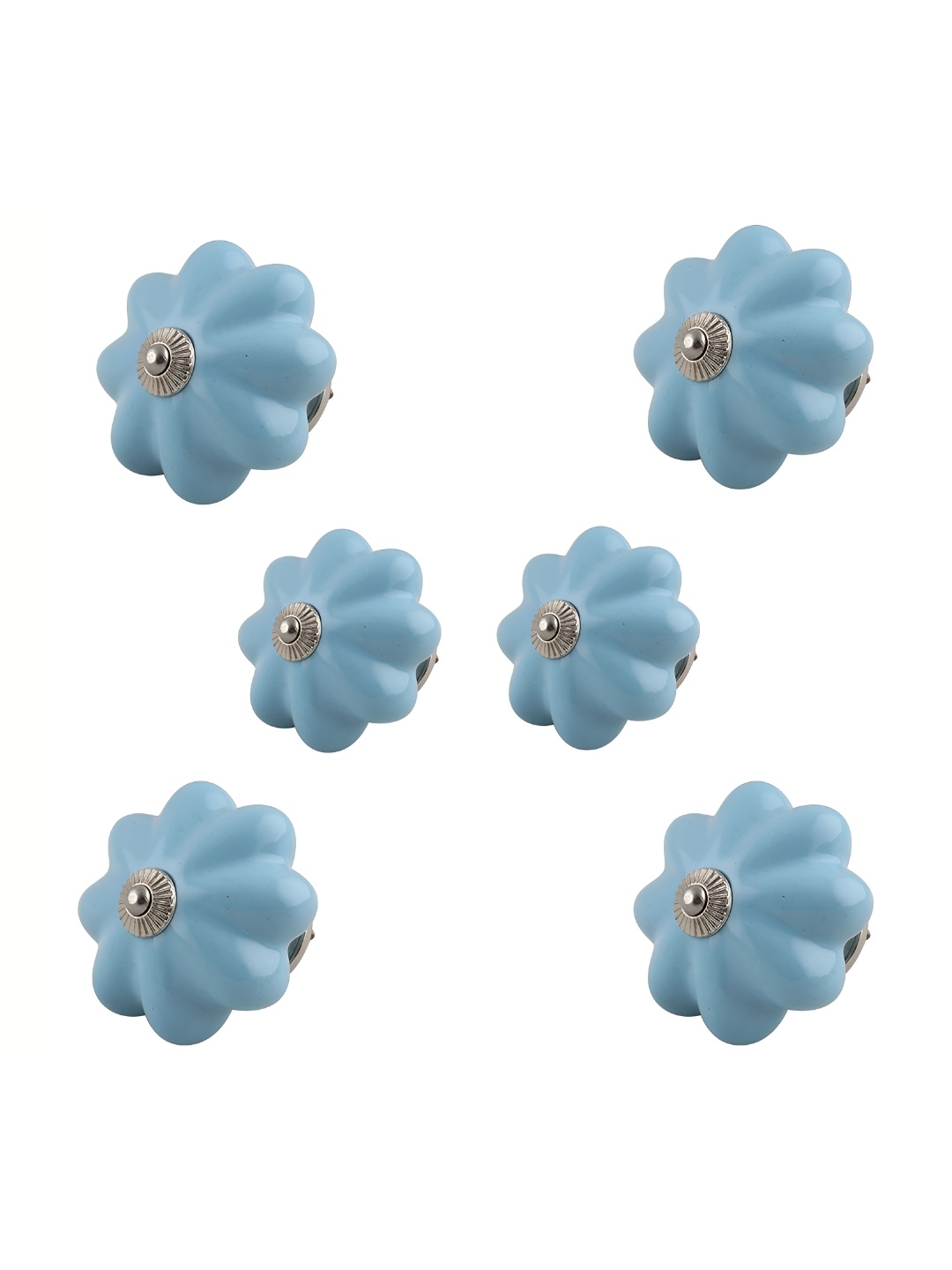 

Indianshelf 6-Pcs Blue Textured Ceramic Knobs, Turquoise blue