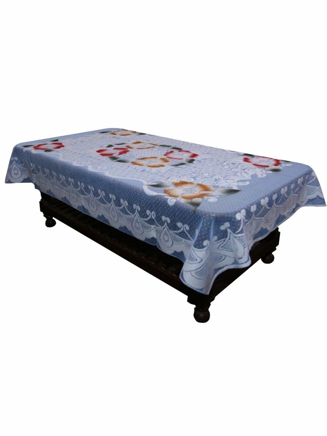 

Kuber Industries Blue Ethnic Motifs Cotton 4-Seater Table Cover with Textured details