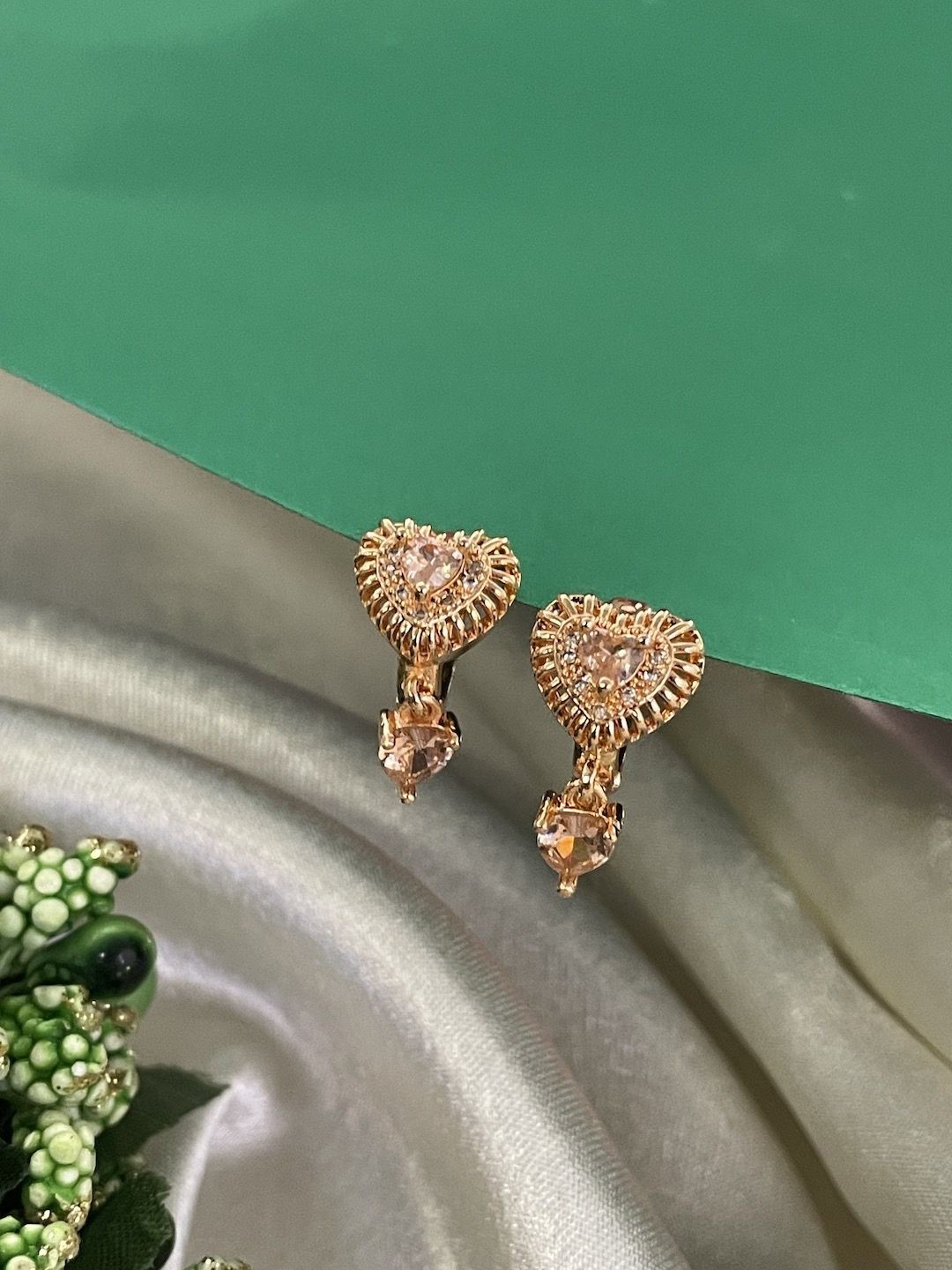 

Digital Dress Room Stone Studded Drop Earrings, Gold