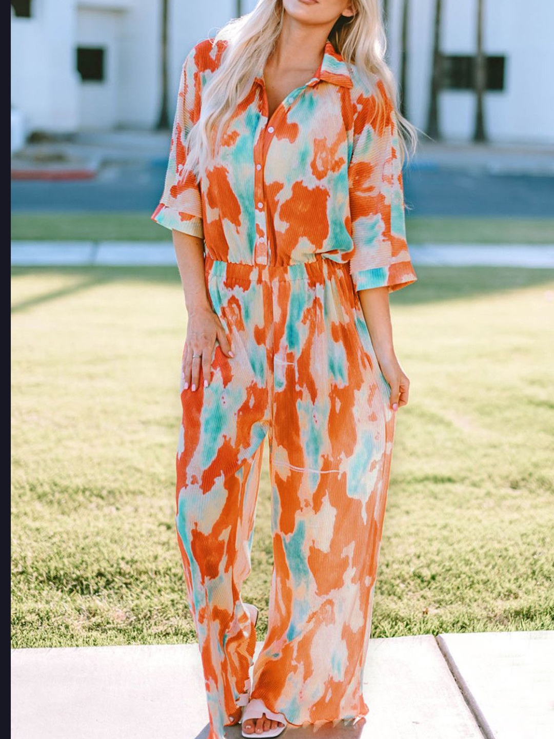 

StyleCast Women Printed Basic Jumpsuit, Orange
