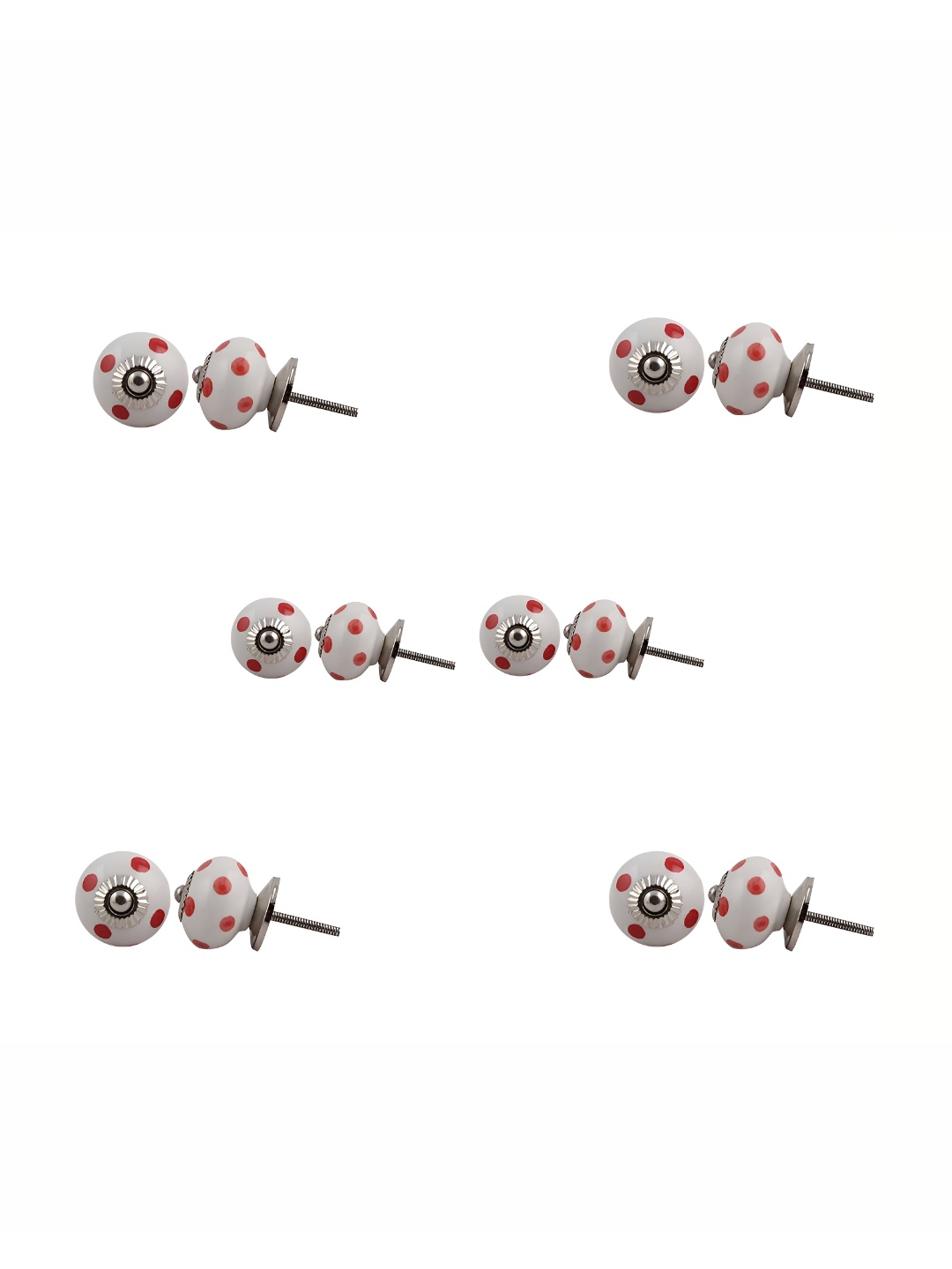 

Indianshelf 6-Pcs White & Red Printed Ceramic Knobs