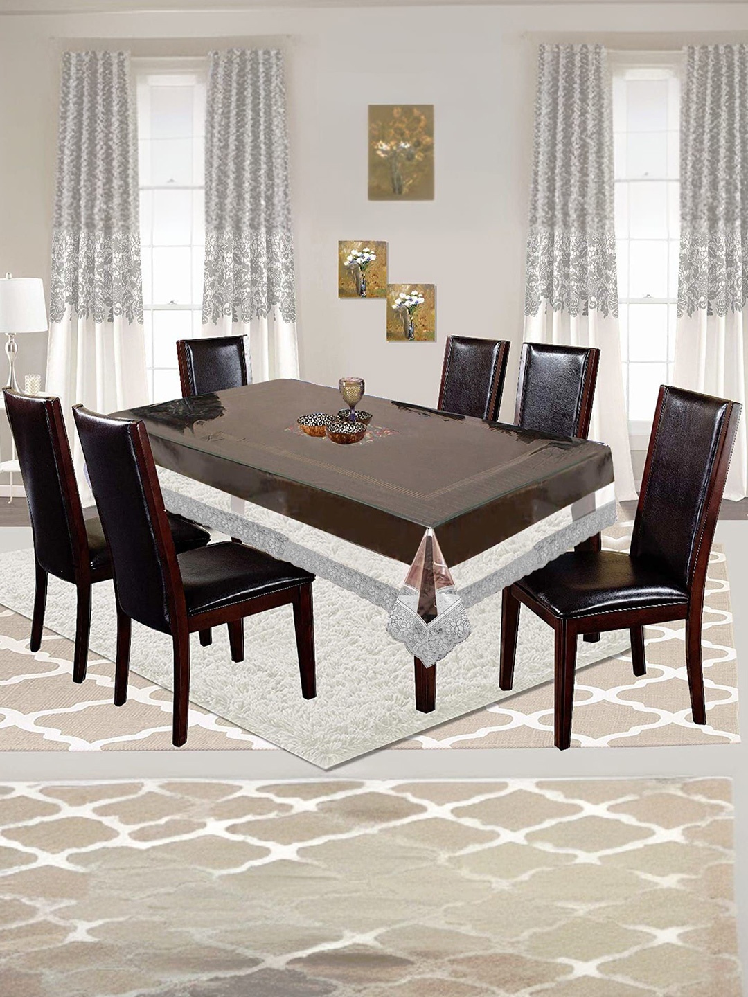 

Kuber Industries Transparent Plastic 6-Seater Table Cover
