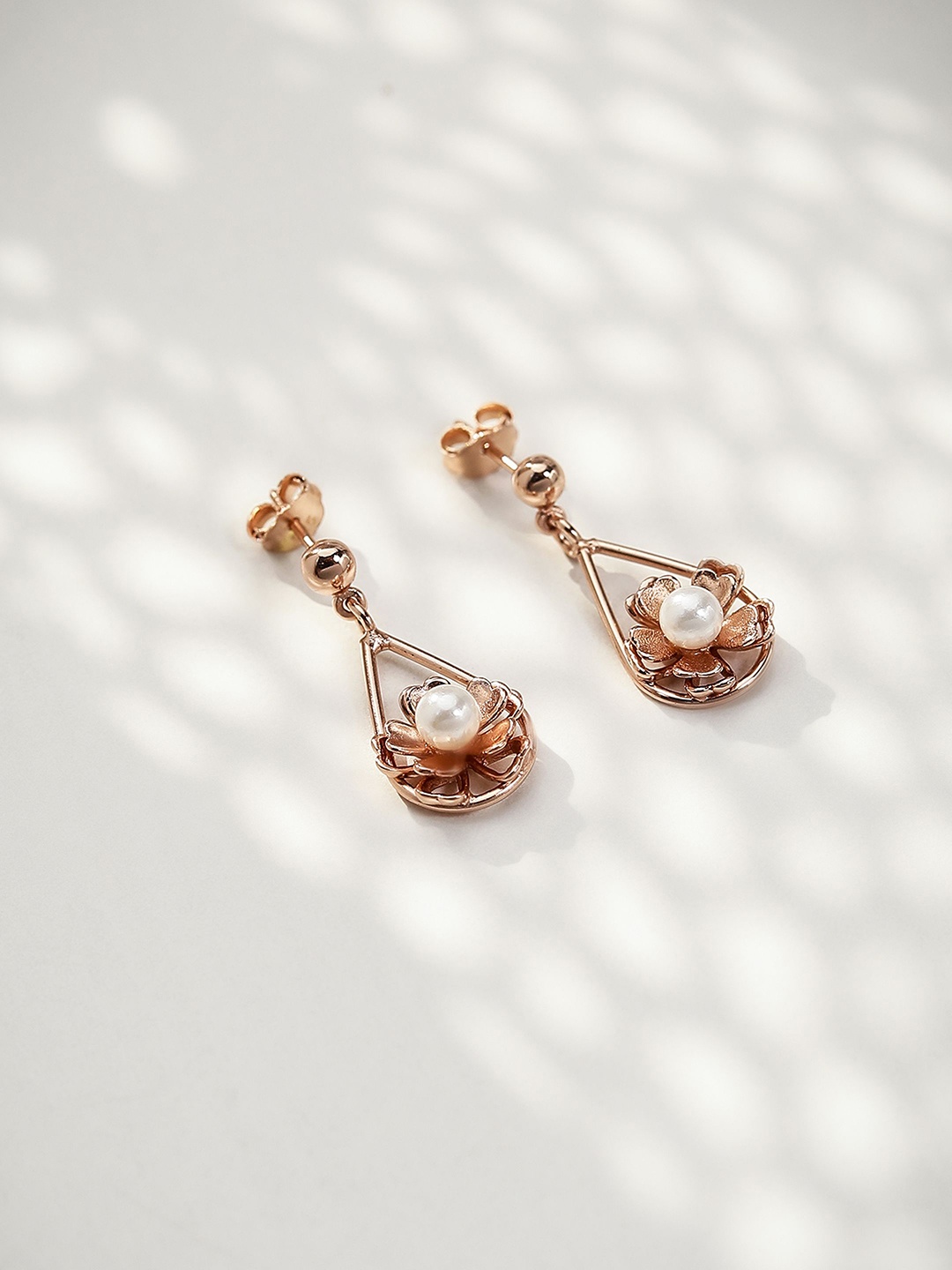 

DIAVO Rose Gold Plated 925 Sterling Silver Beaded Contemporary Drop Earrings