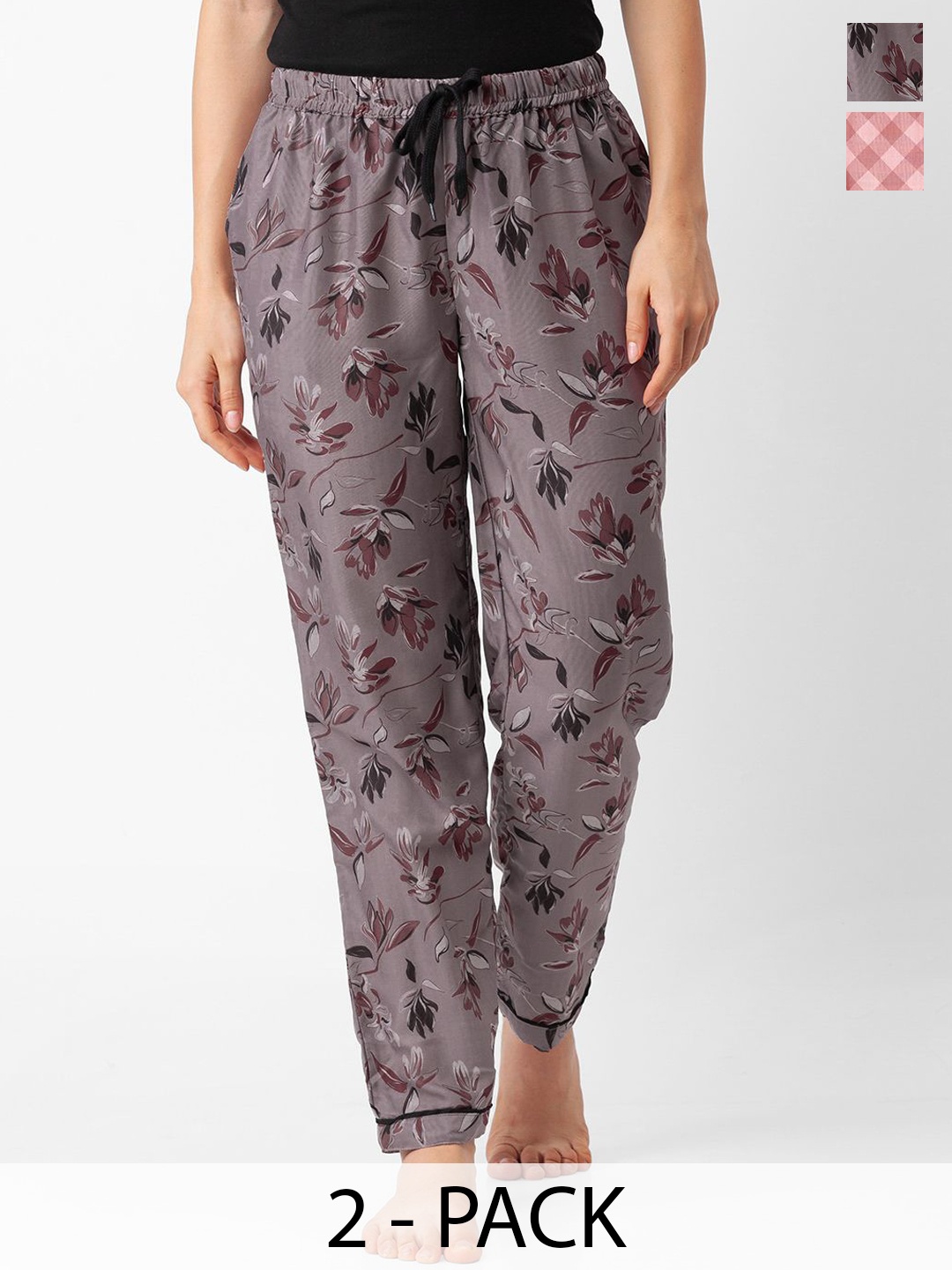 

FashionRack Women Pack Of 2 Printed Lounge Pants, Grey