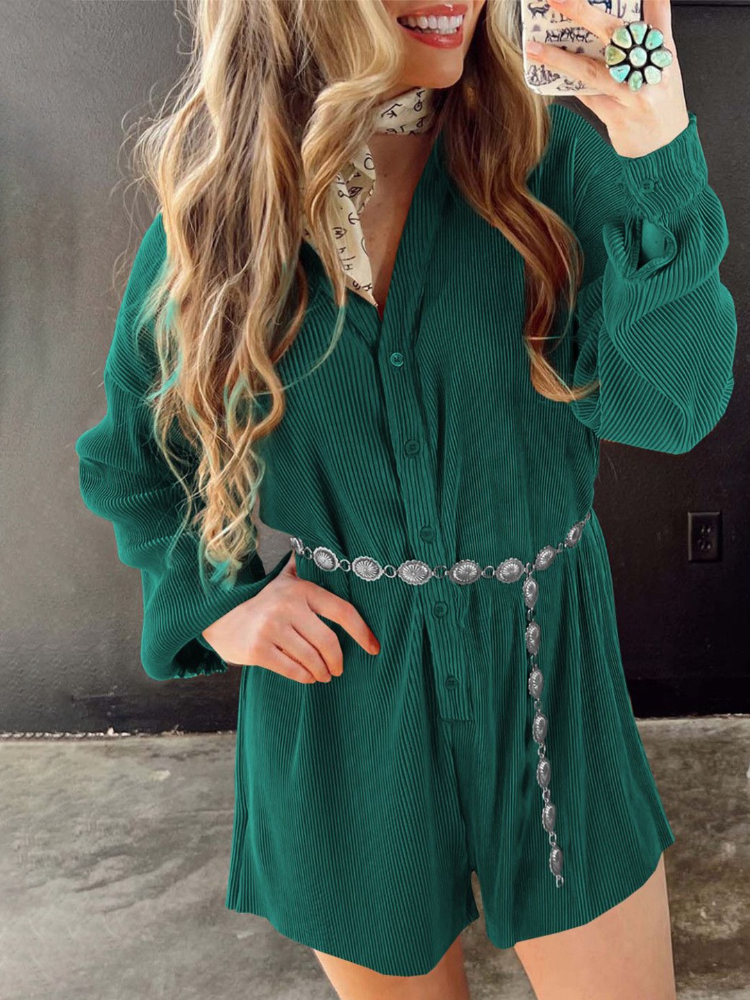 

StyleCast Women V-Neck Solid Jumpsuit, Green