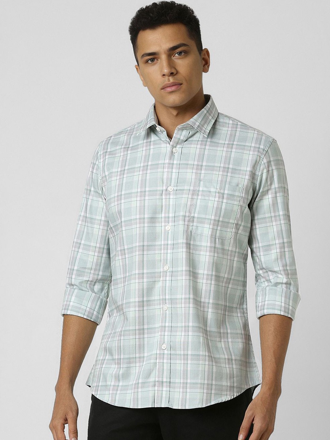 

Van Heusen Sport Men Slim Fit Opaque Checked Casual Shirt, Green