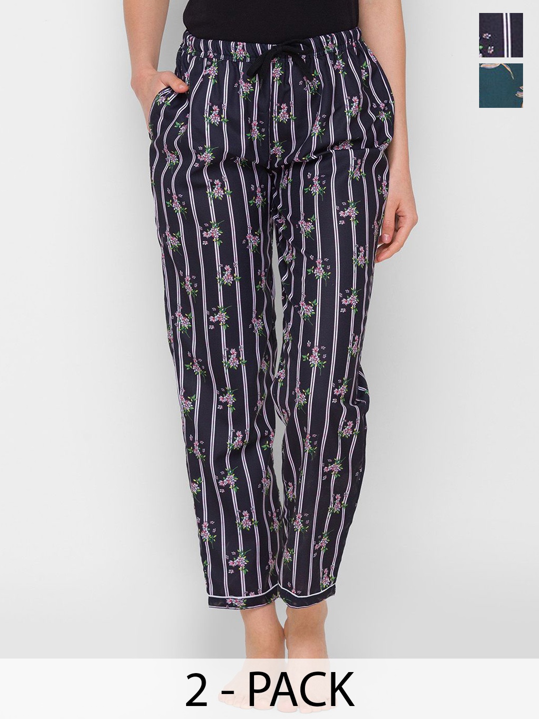 

FashionRack Women Pack Of 2 Printed Lounge Pants, Blue