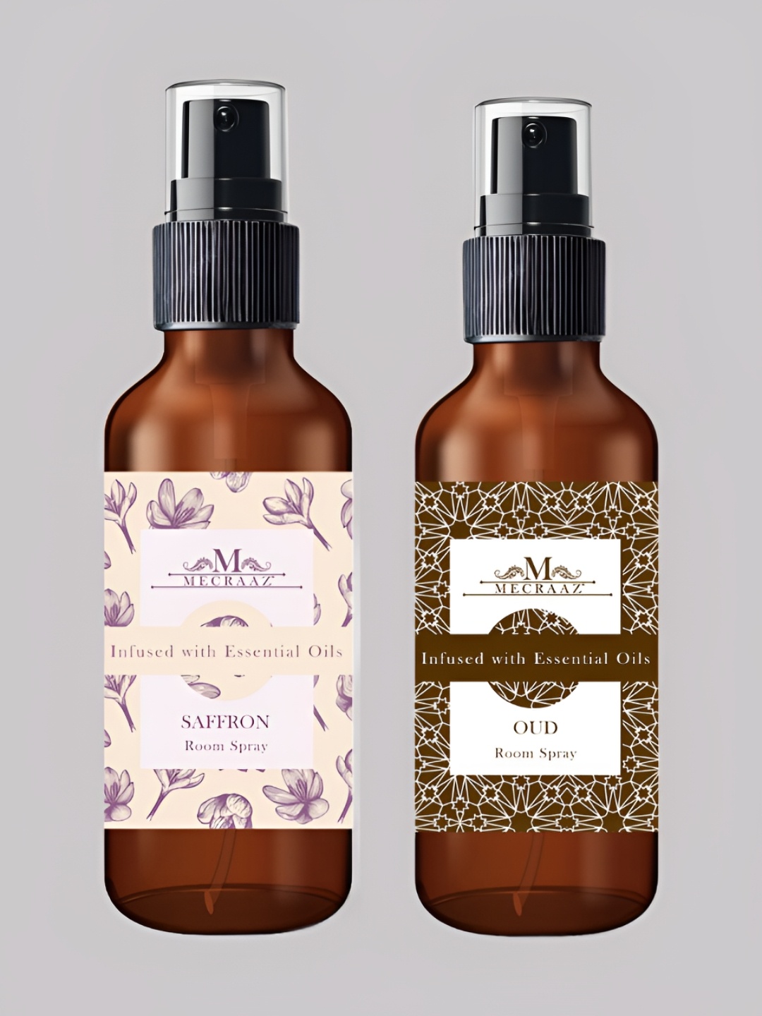 

MECRAAZ 2 Pcs Oud & Saffron Room Spray Combo - 100 ml, White