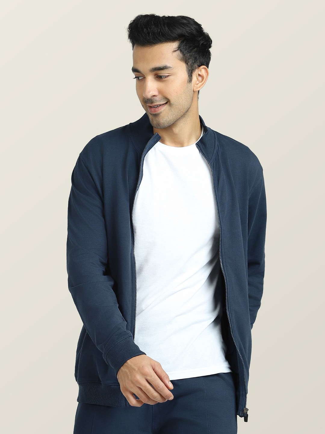 

XYXX Men Antimicrobial Open Front Jacket, Blue