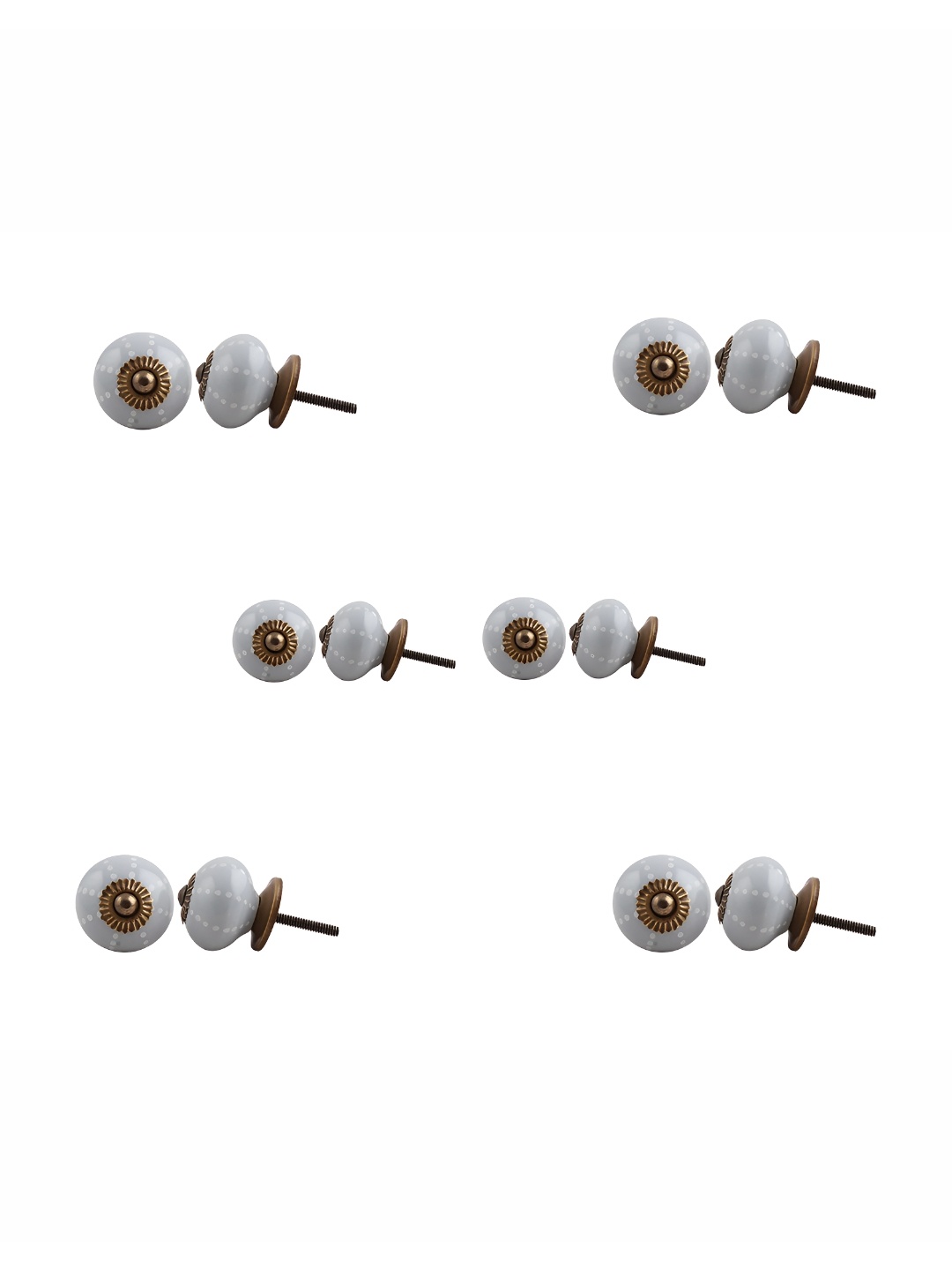 

Indianshelf 6-Pcs Grey & White Printed Ceramic Knobs