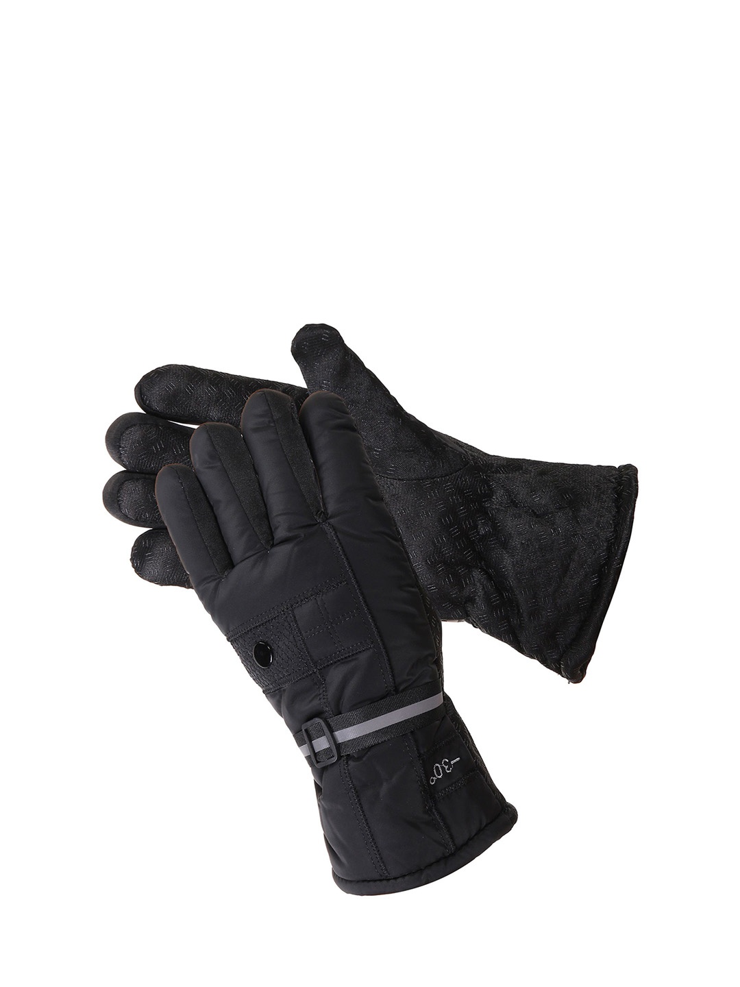 

Alexvyan Men Patterned Winter Gloves, Black
