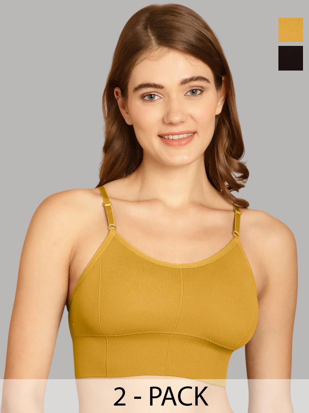 

Friskers Women Pack Of 2 Full Coverage Lightly Padded Sports Bra, Black