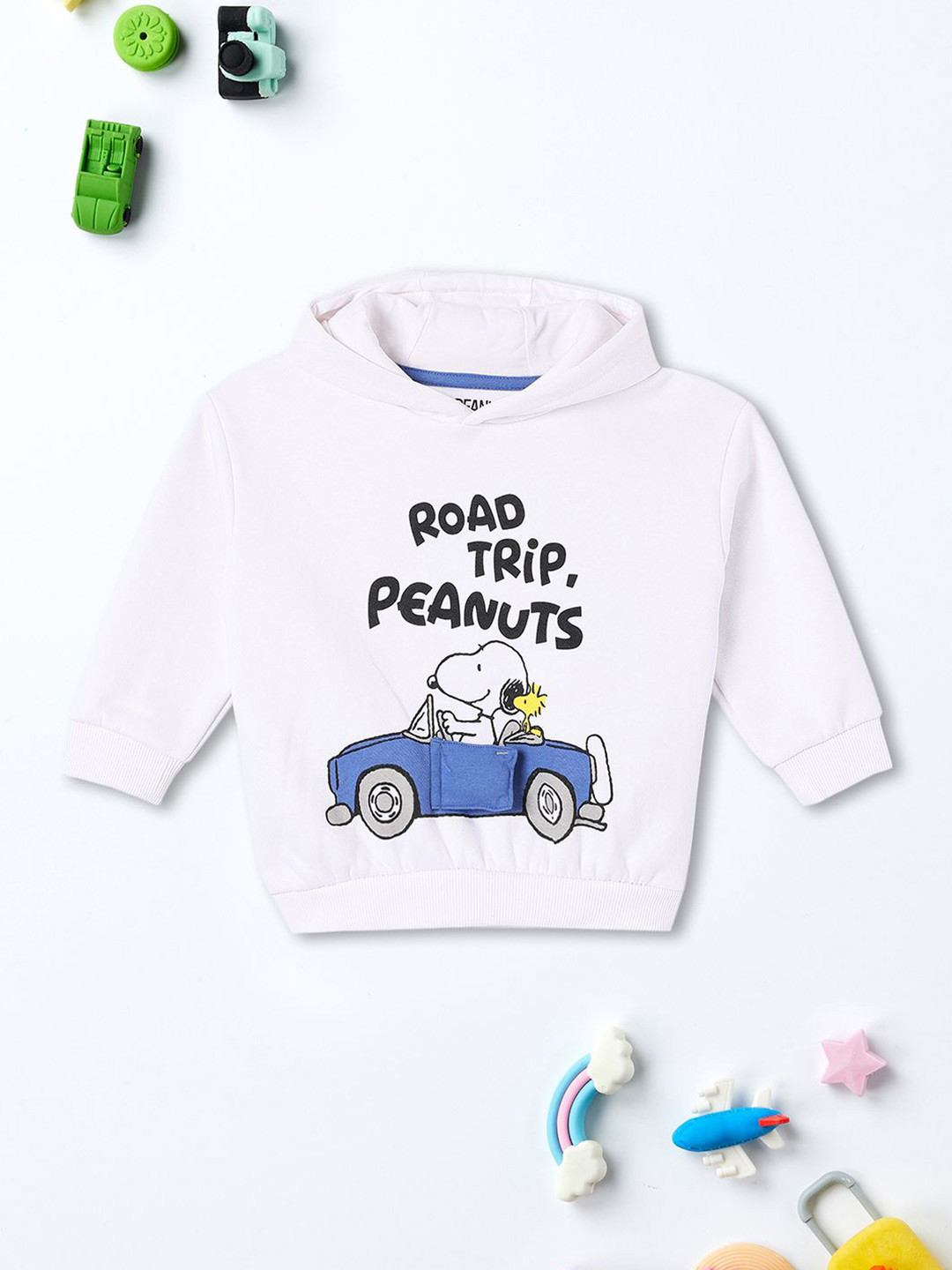 

max Boys Graphic Printed Hooded Cotton Sweatshirt, Off white