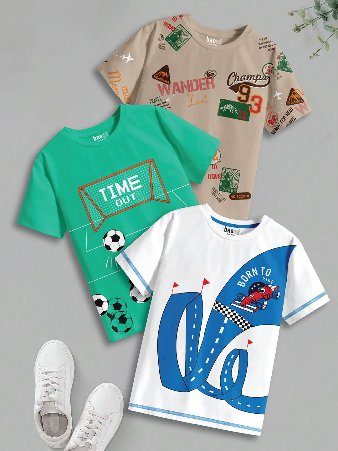 

BAESD Boys 3 Pure Cotton T-shirt, Multi