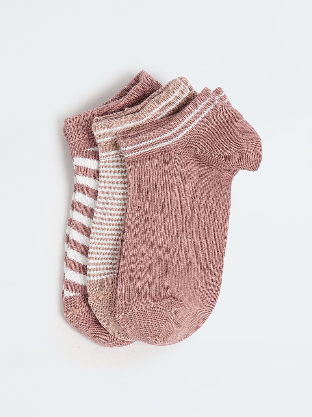 

max Women Pack Of 3 Patterned Ankle-Length Socks, Peach