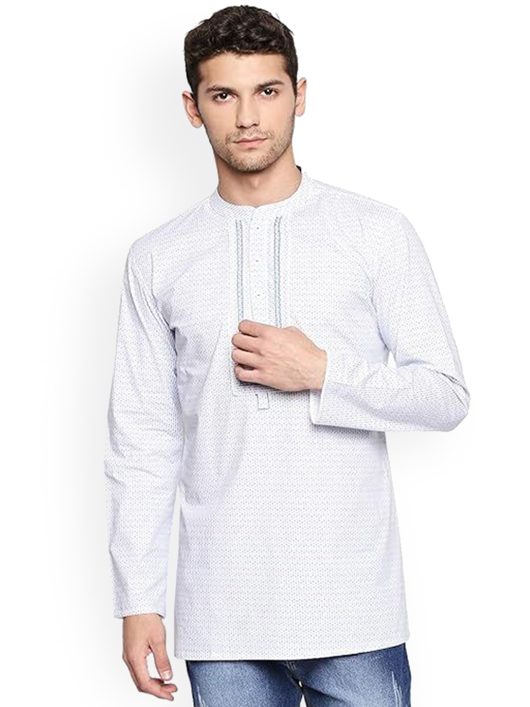 

ARCHATTIRE Men Flared Sleeves Chikankari Kurta, Blue