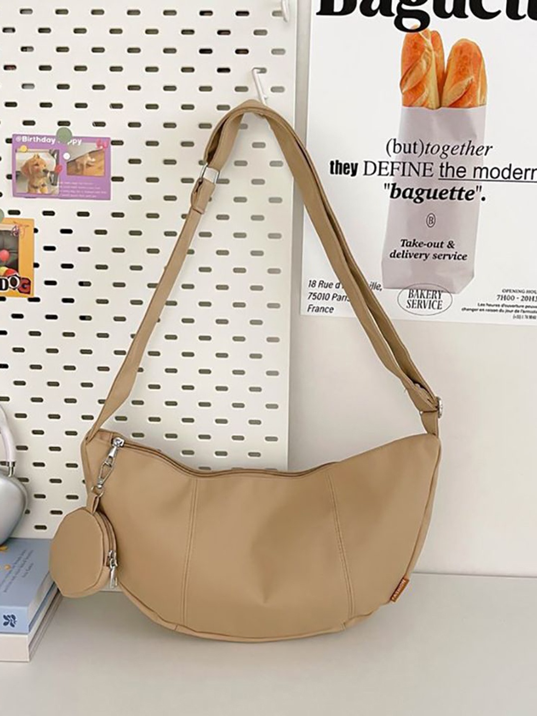 

StyleCast x Revolte Hobo Bag with Applique, Khaki