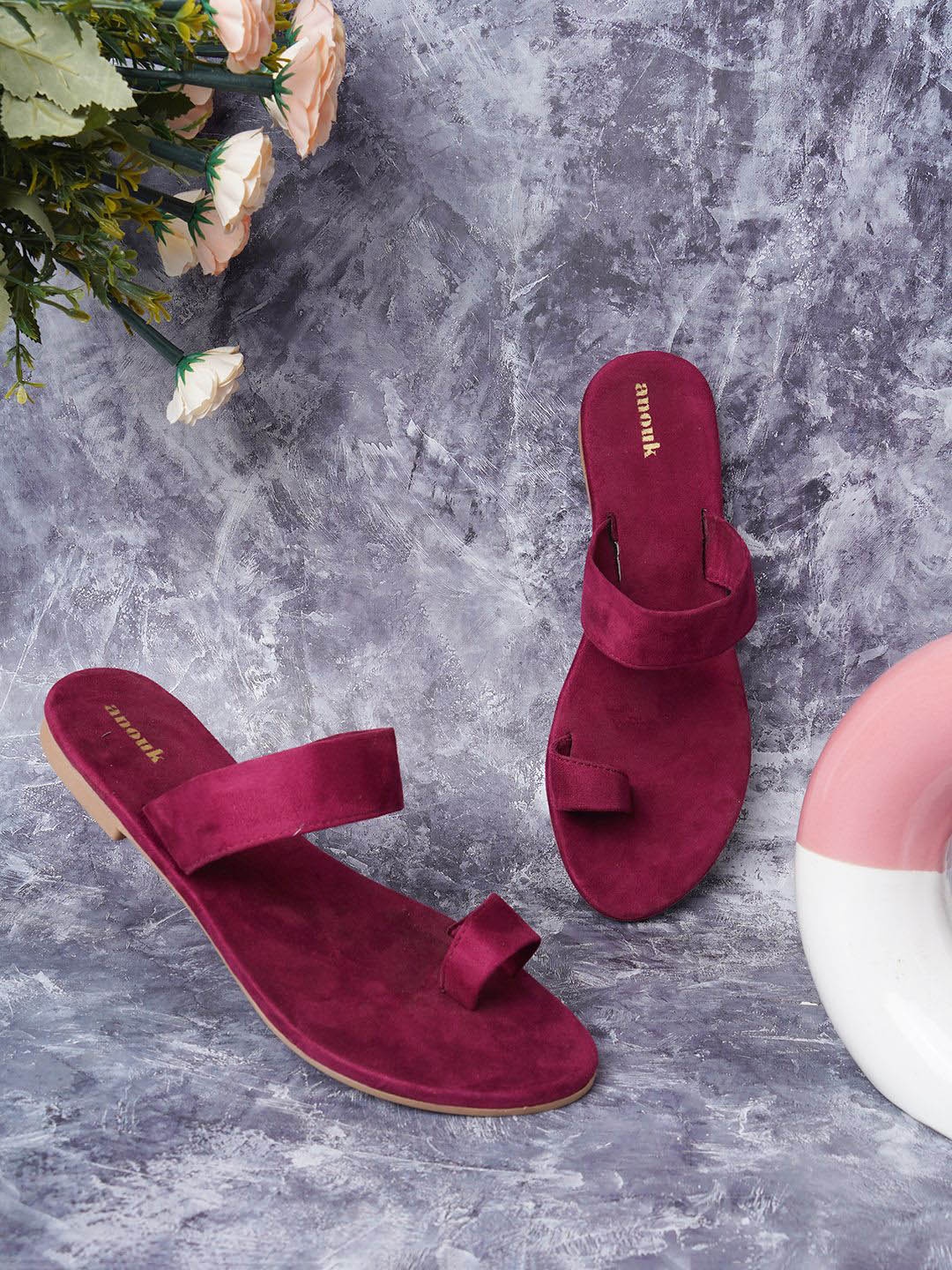 

Anouk Women One Toe Flats, Maroon
