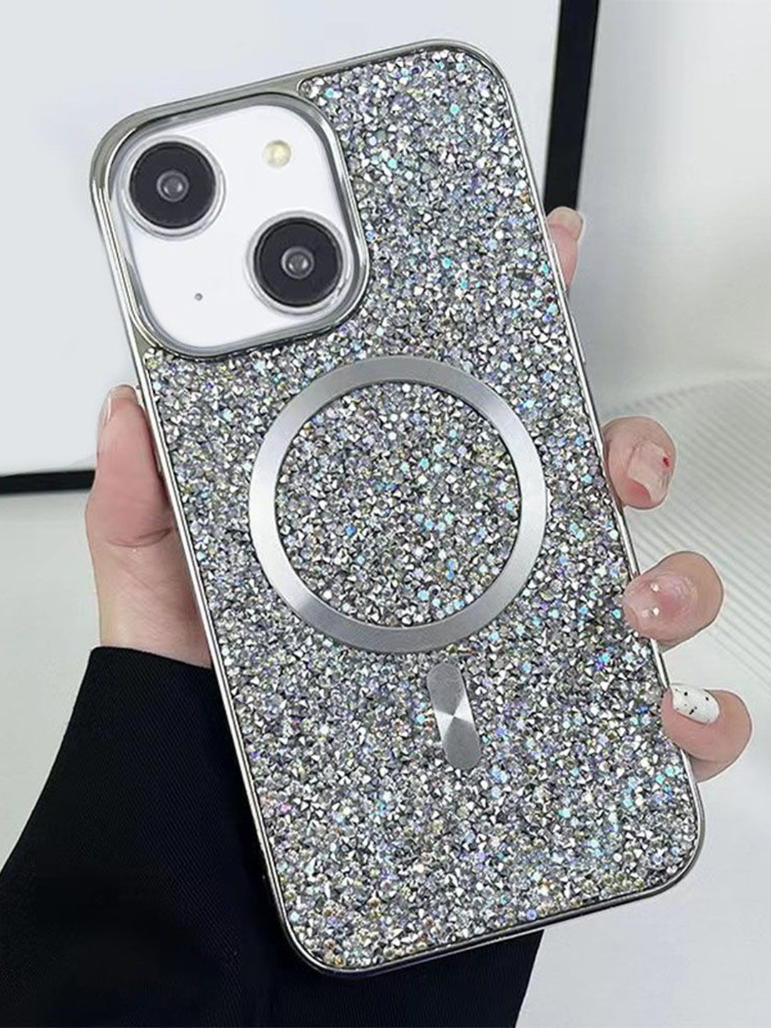 

Luxury Kase Solid Printed iPhone 13 Back Case Mobile Accessories, Silver