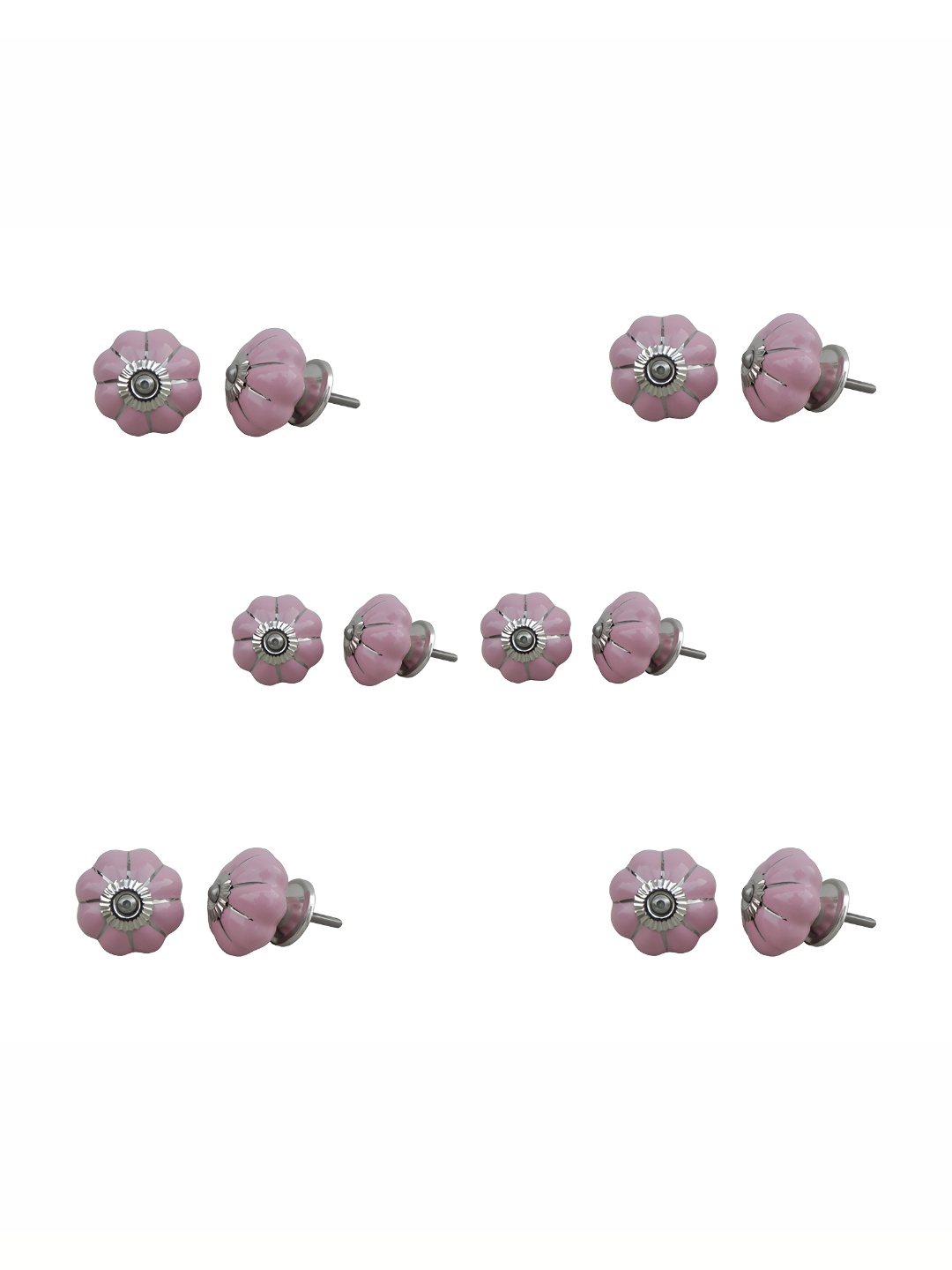 

Indianshelf 6-Pcs Pink & Grey Printed Pumpkin Knobs