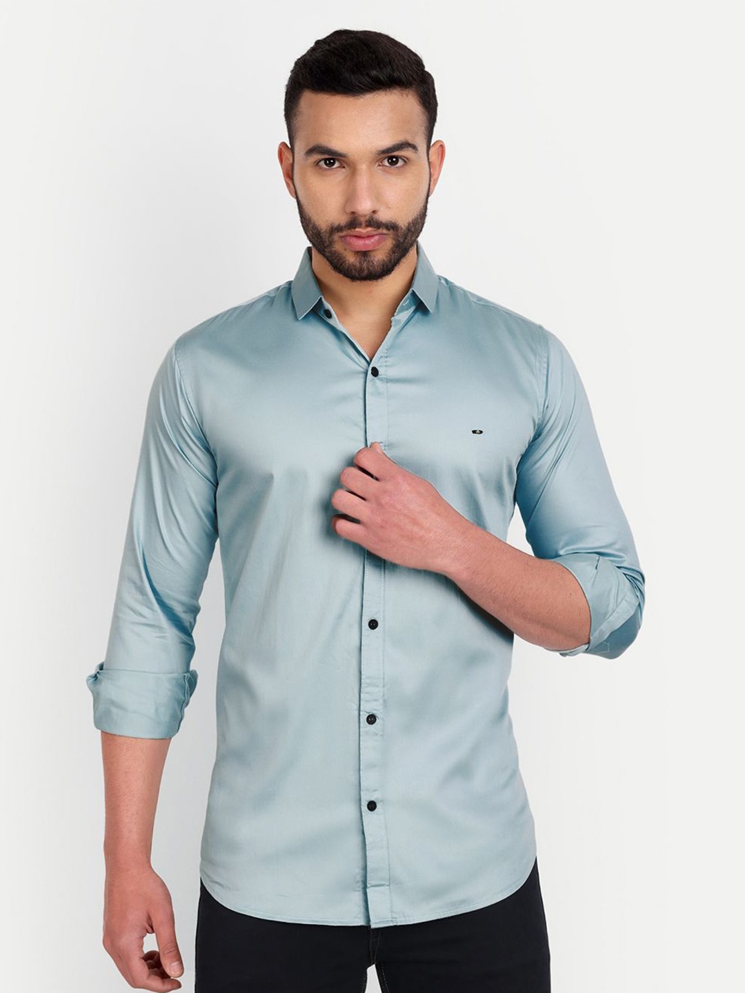 

WILNERCROWN Men Classic Opaque Casual Shirt, Blue