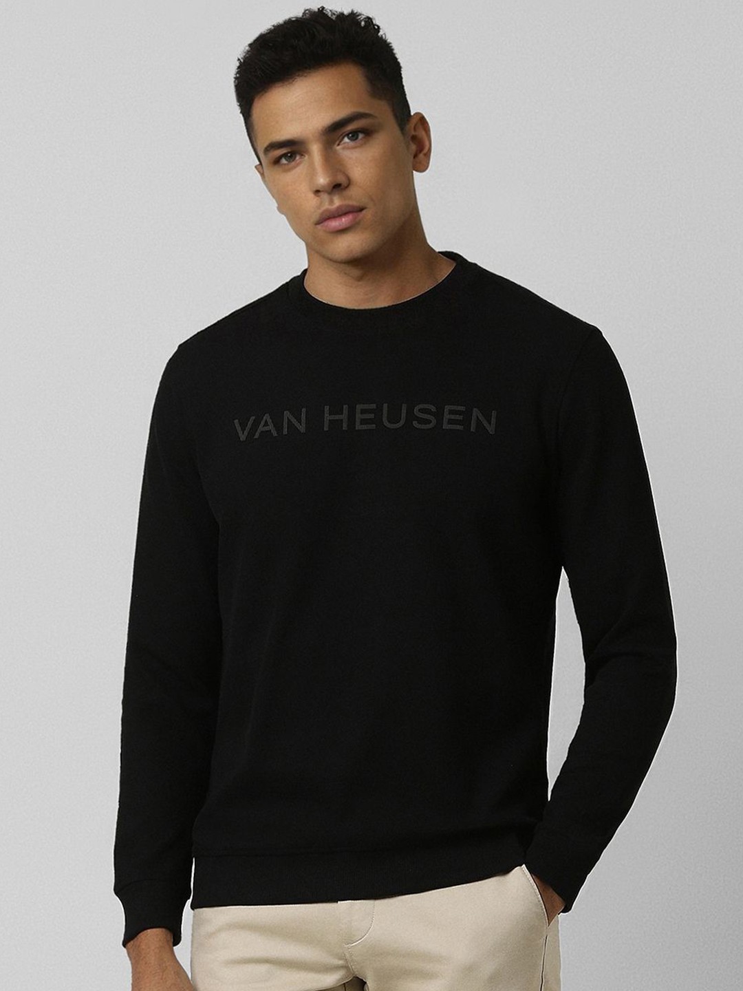 

Van Heusen Sport Men Printed Round Neck Sweatshirt, Black