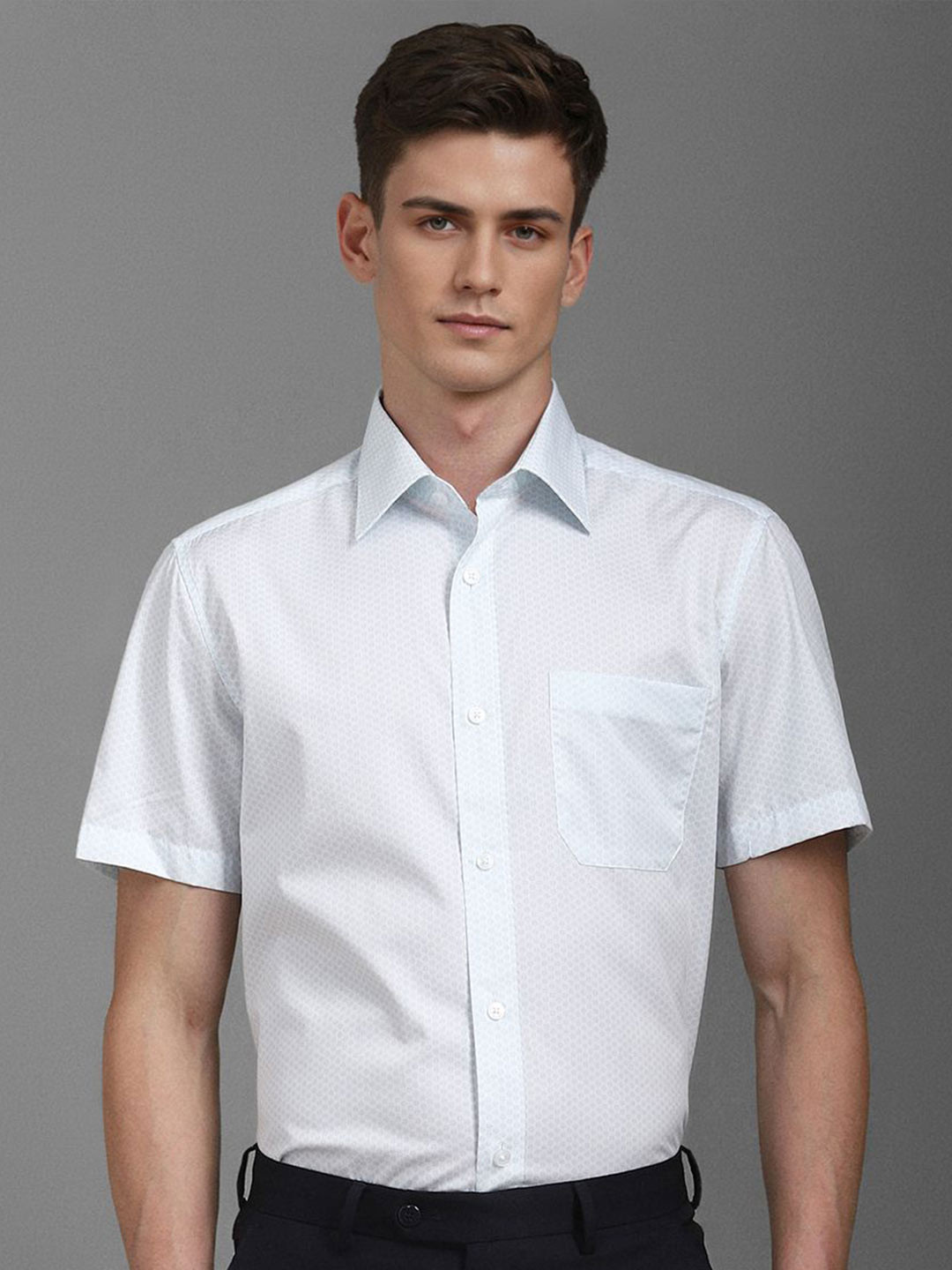 

Louis Philippe Men Classic Opaque Printed Formal Shirt, White