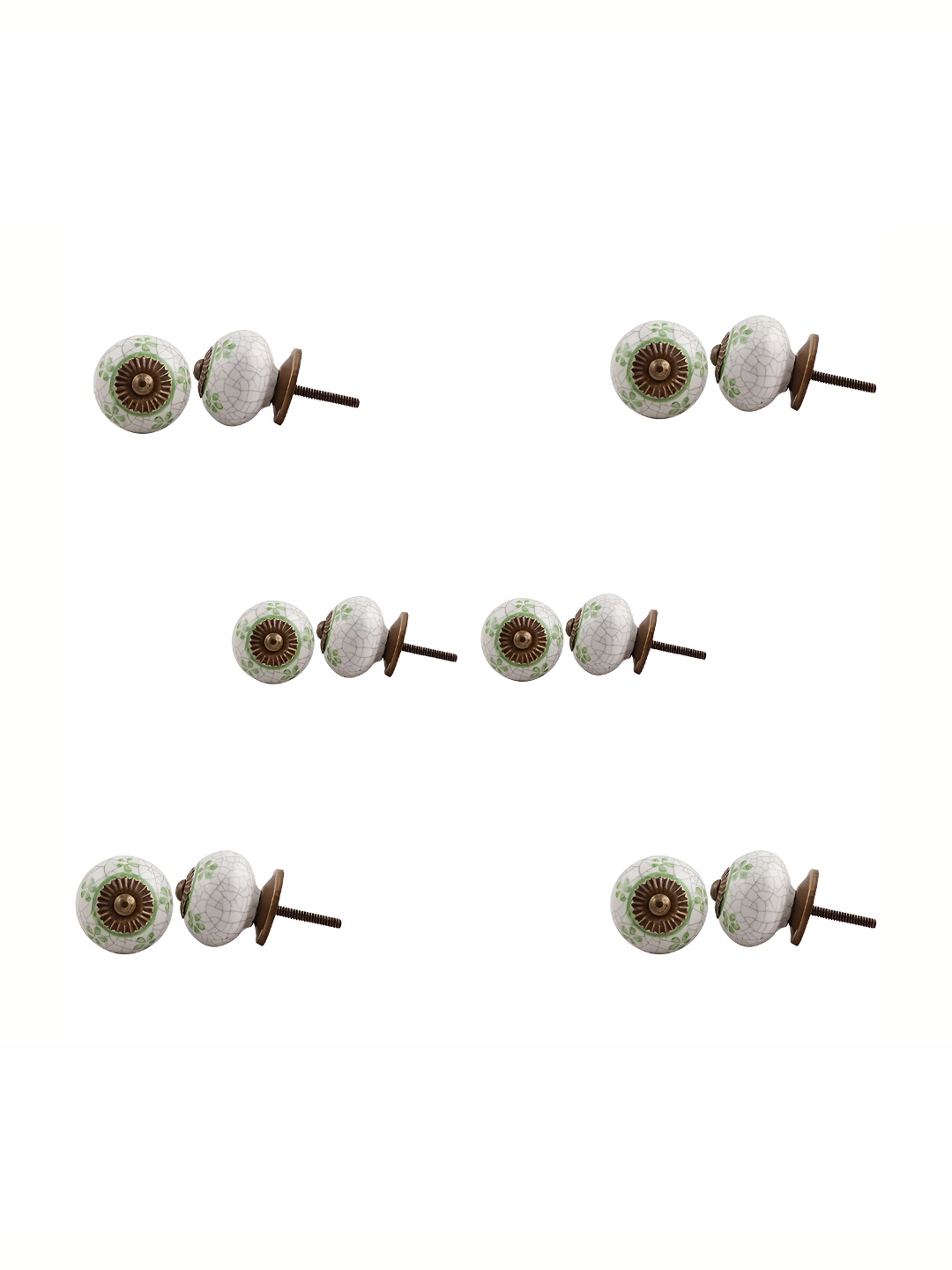 

Indianshelf 6-Pcs White & Green Printed Ceramic Knobs