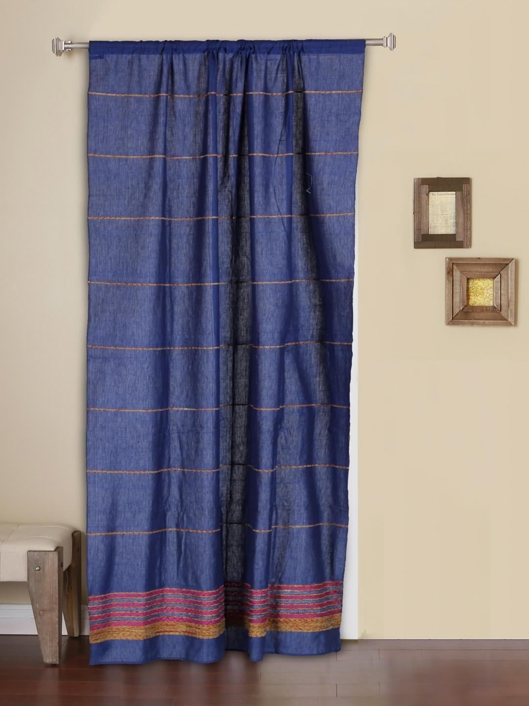 

ArtEastri Blue & Pink Embroidered Door Curtain