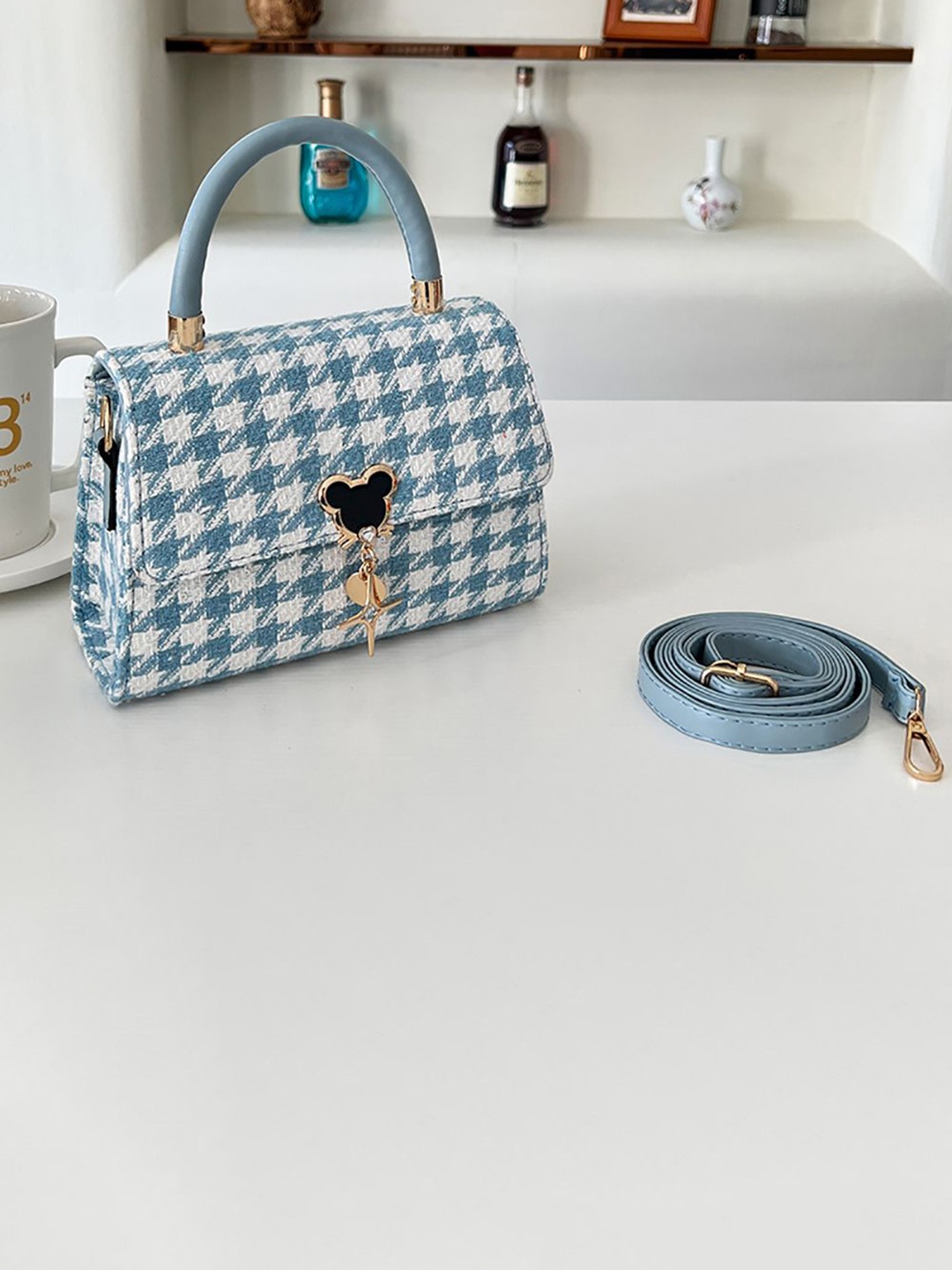 

StyleCast x Revolte Checked PU Sling Bag, Blue