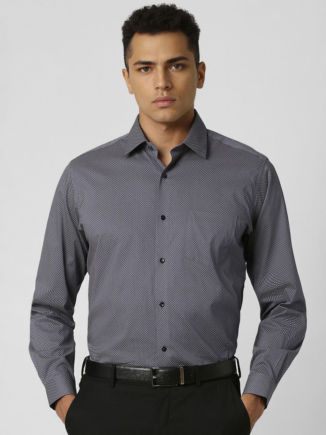 

Van Heusen Men Opaque Printed Formal Shirt, Grey