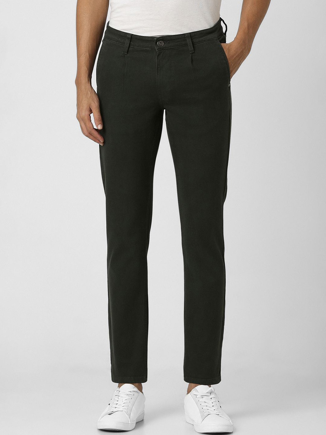 

V Dot Men Slim Fit Mid-Rise Non Stretchable Cotton Jeans, Olive