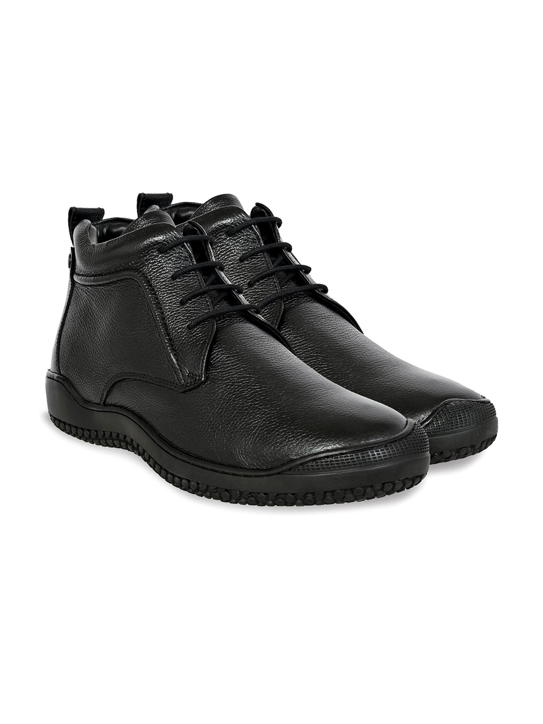 

Allen Cooper Men Round Toe Antibacterial Leather Derbys, Black