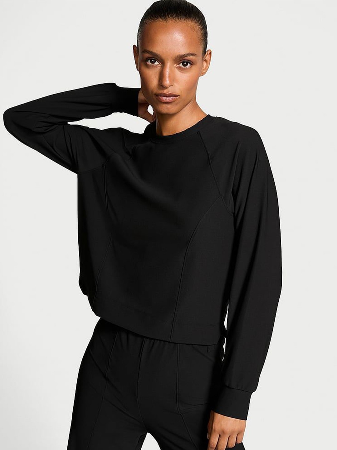 

Victoria's Secret Women Solid Round Neck Sweatshirt, Black