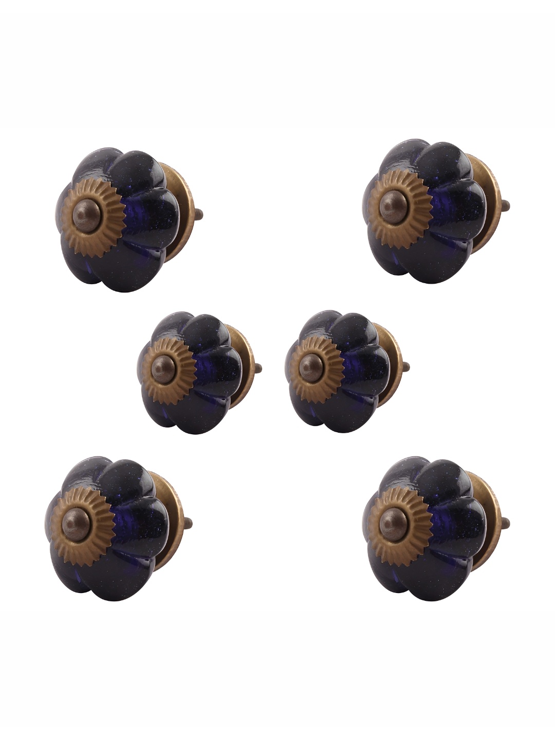 

Indianshelf 6-Pcs Blue Glossy Glass Knobs
