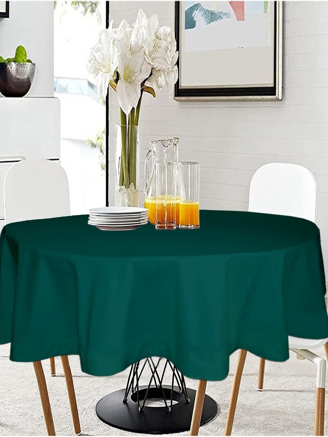

Lushomes Green Cotton Round 4-Seater Table Cover