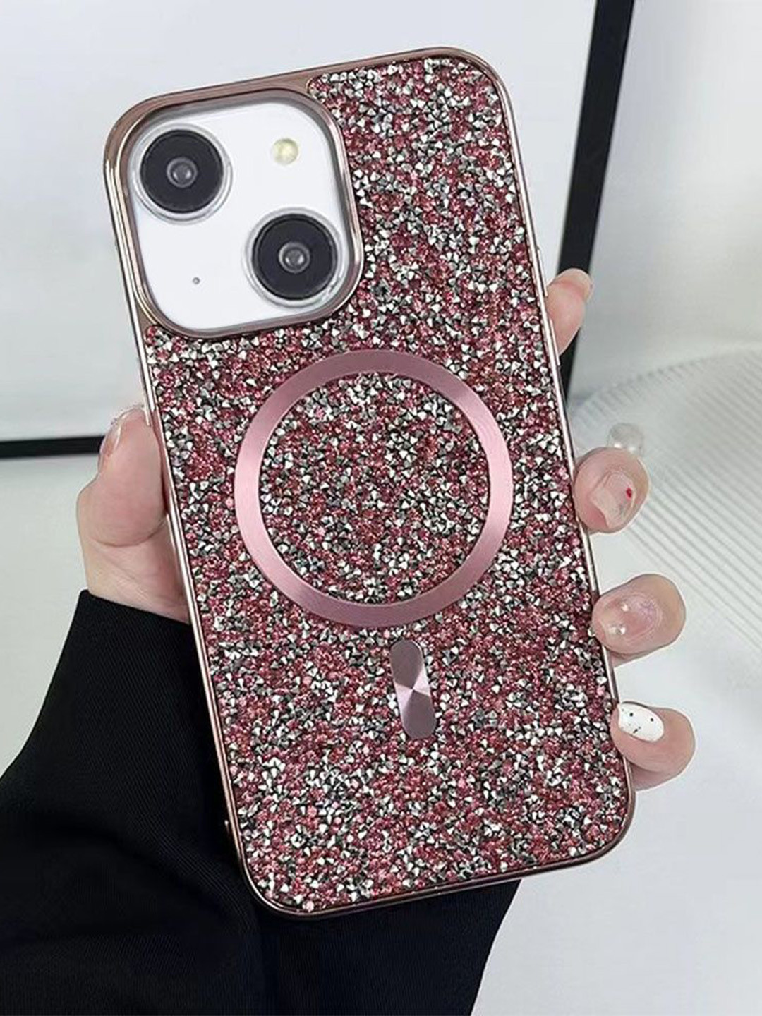 

Luxury Kase Solid Printed iPhone 14 Plus Back Case Mobile Accessories, Rose gold