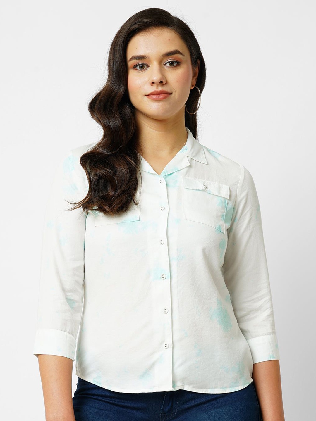 

Kraus Jeans Women Slim Fit Opaque Casual Shirt, Blue