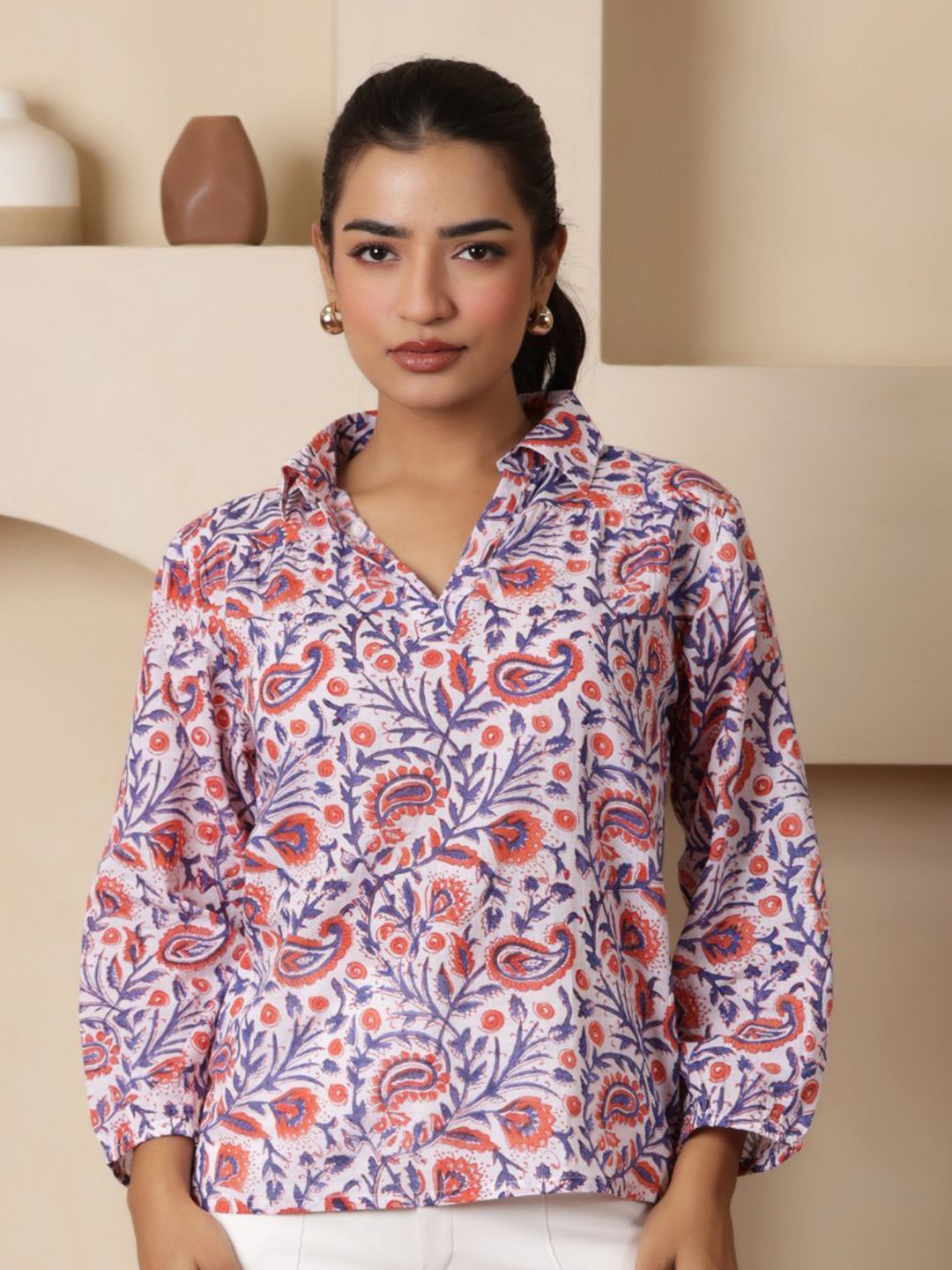 

SASSY SAJJA Women Comfort Floral Opaque Printed Casual Shirt, White