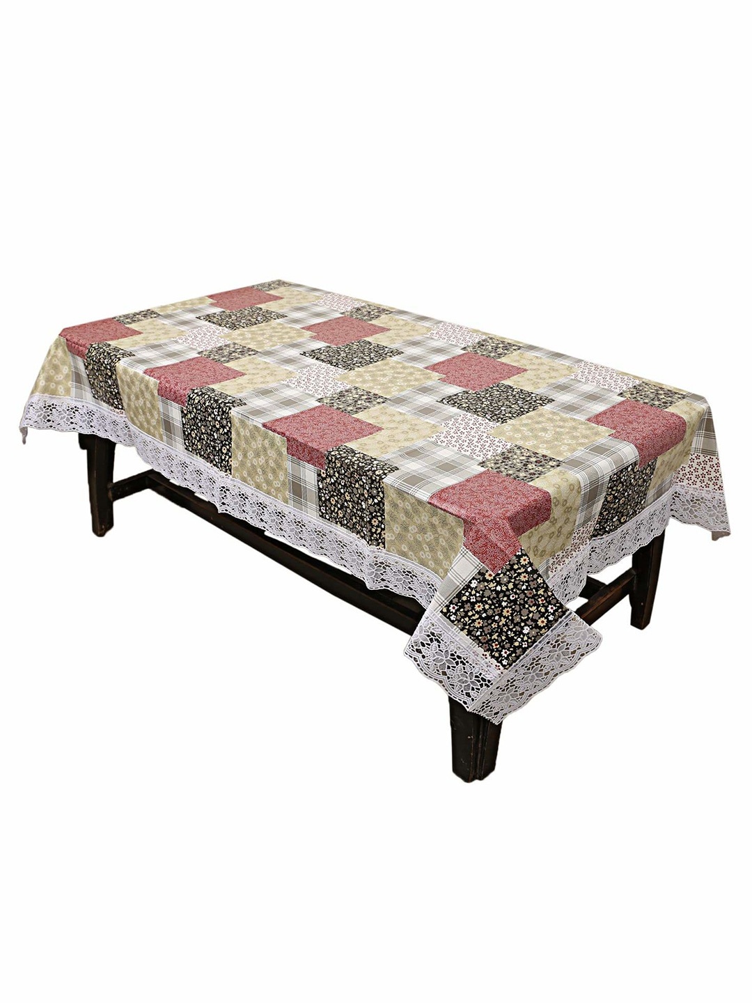

Kuber Industries Red Ethnic Motifs Plastic 4-Seater Table Cover