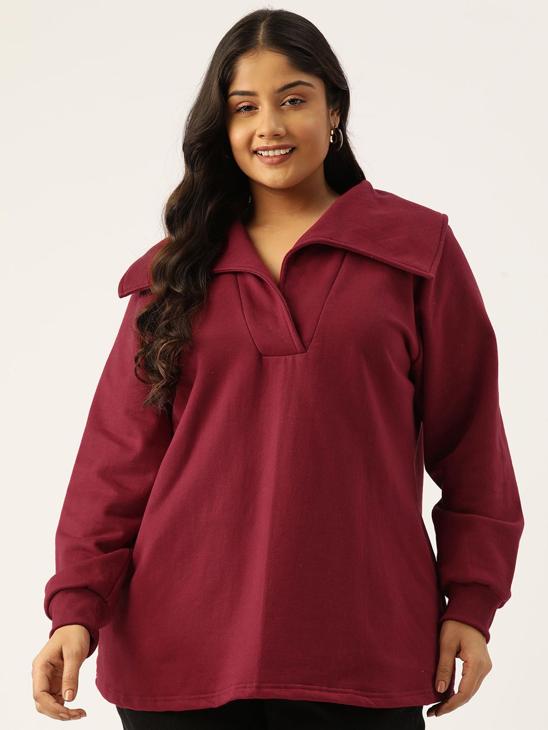 

theRebelinme Women Plus Size Above the Keyboard Collar Top, Maroon