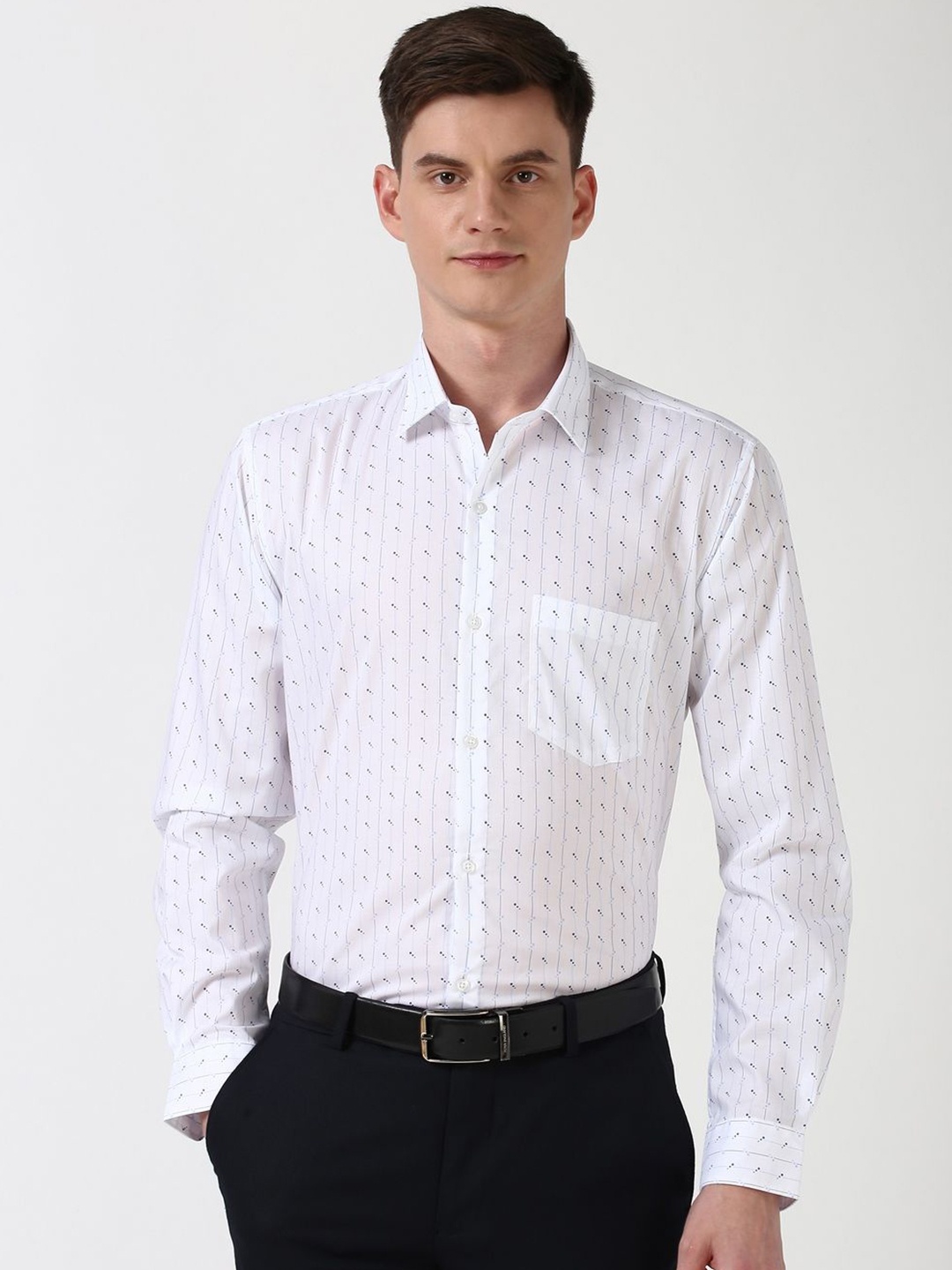 

Peter England Men Opaque Printed Formal Shirt, White