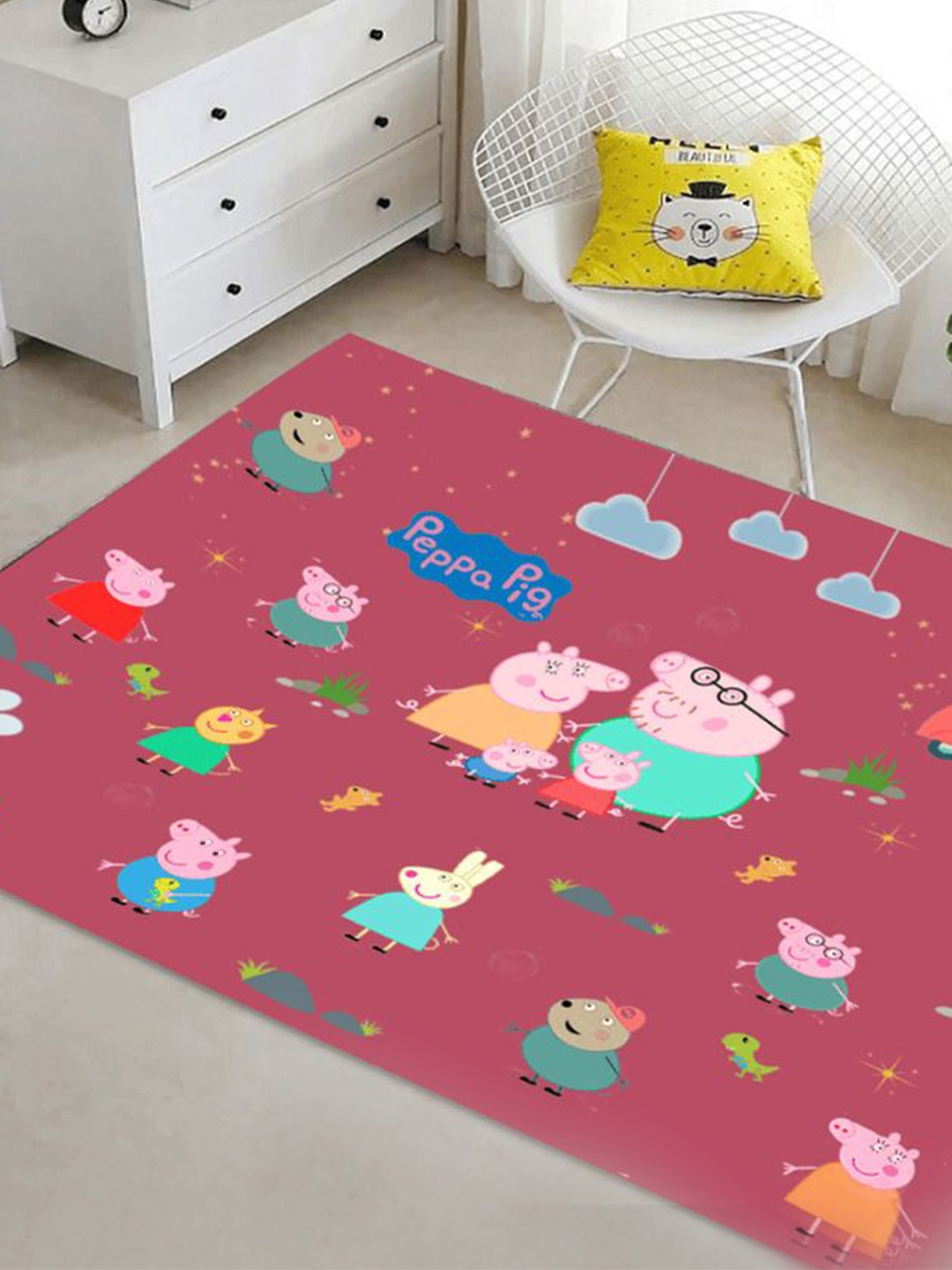 

MASU LIVING Pink & Green Printed Anti-Skid Floor Mats