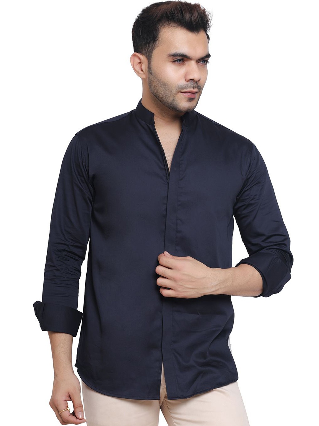 

Mculine Men Standard Opaque Casual Shirt, Navy blue