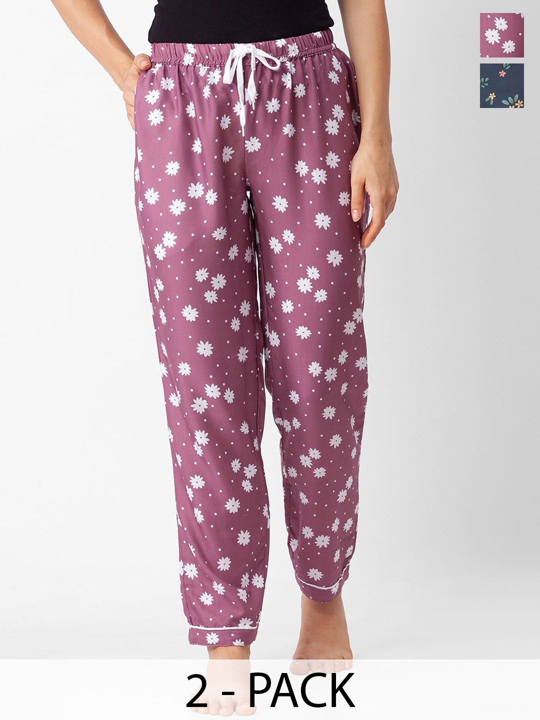 

FashionRack Women Pack Of 2 Printed Lounge Pants, Purple