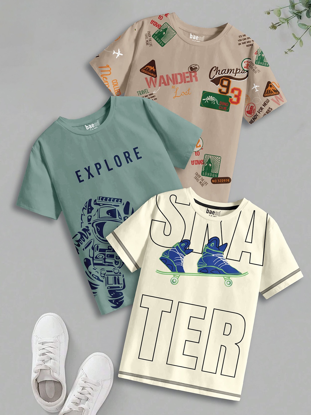 

BAESD Boys 3 Pure Cotton T-shirt, Multi