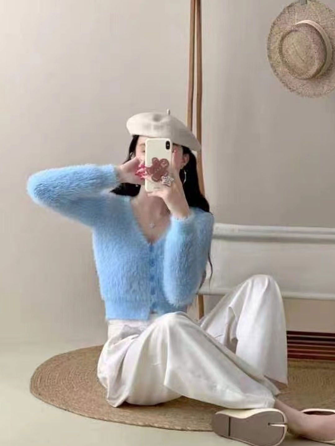 

StyleCast Women Woollen Crop Cardigan, Blue