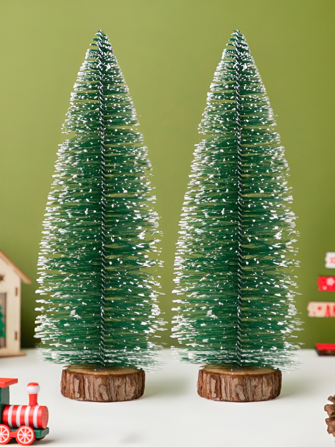 

TIED RIBBONS Set of 2 Green Artificial Mini Christmas Tree