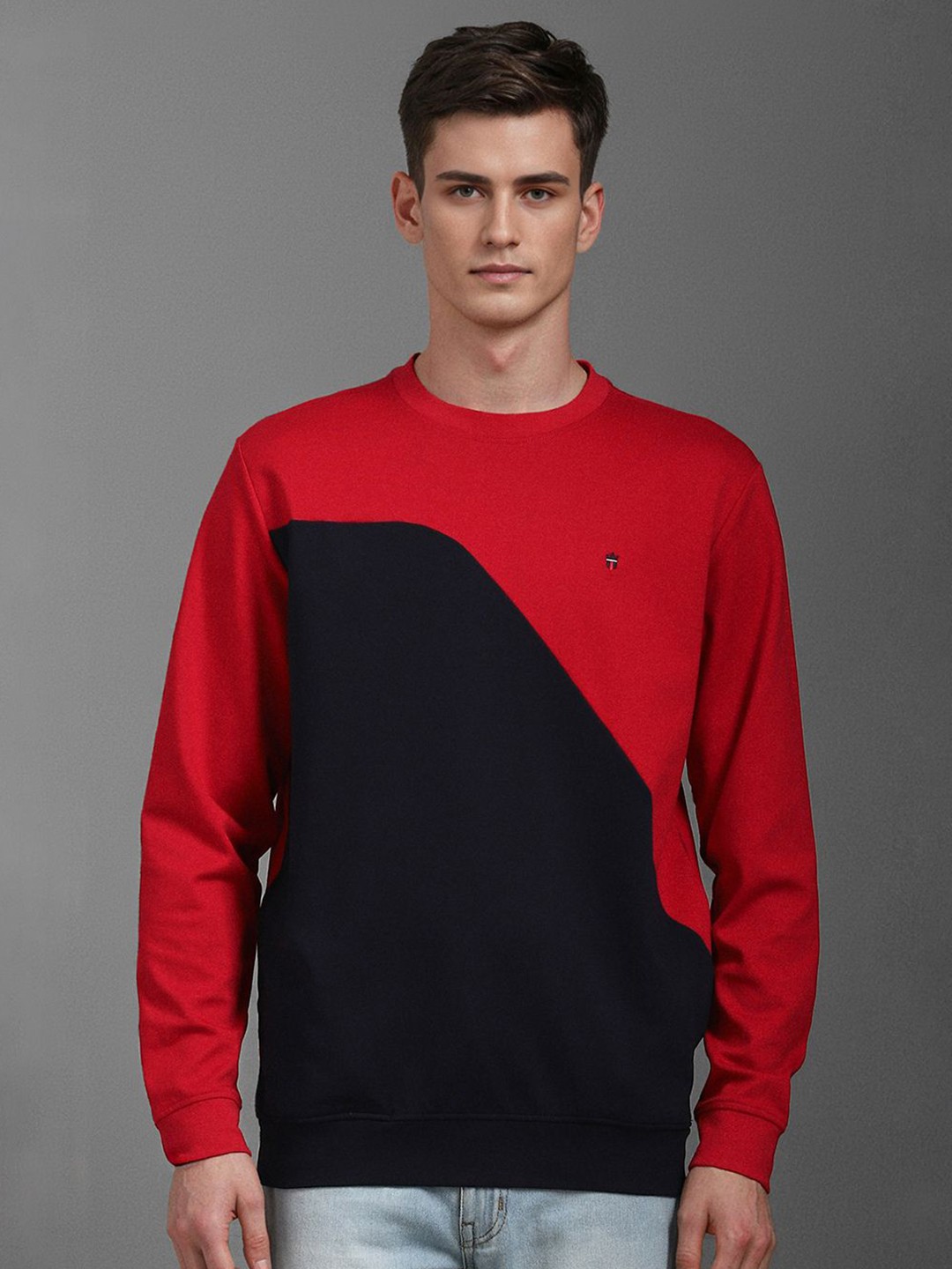 

Louis Philippe Sport Men Cotton Colourblocked Round Neck Sweatshirt, Red
